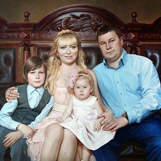 «Семейный портрет на диване». Холст, масло, 150Х110 см., 2016 г.